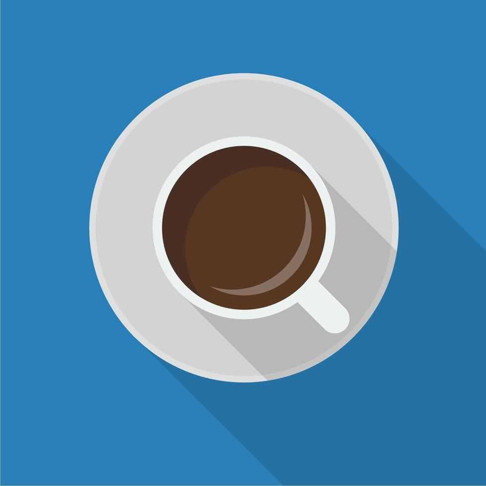 Cup of coffee top view. Flat style design. vector