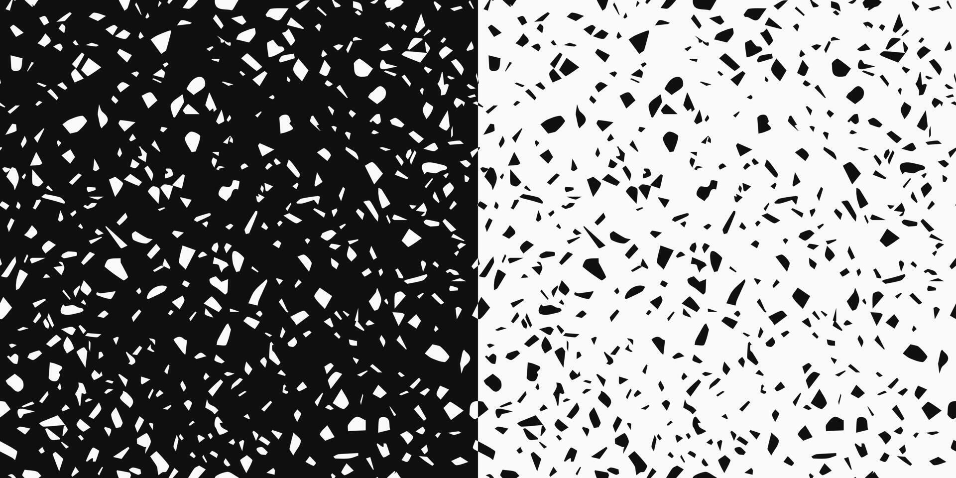 Seamless black and white texture with randomly scattered big polygonal particles. vector