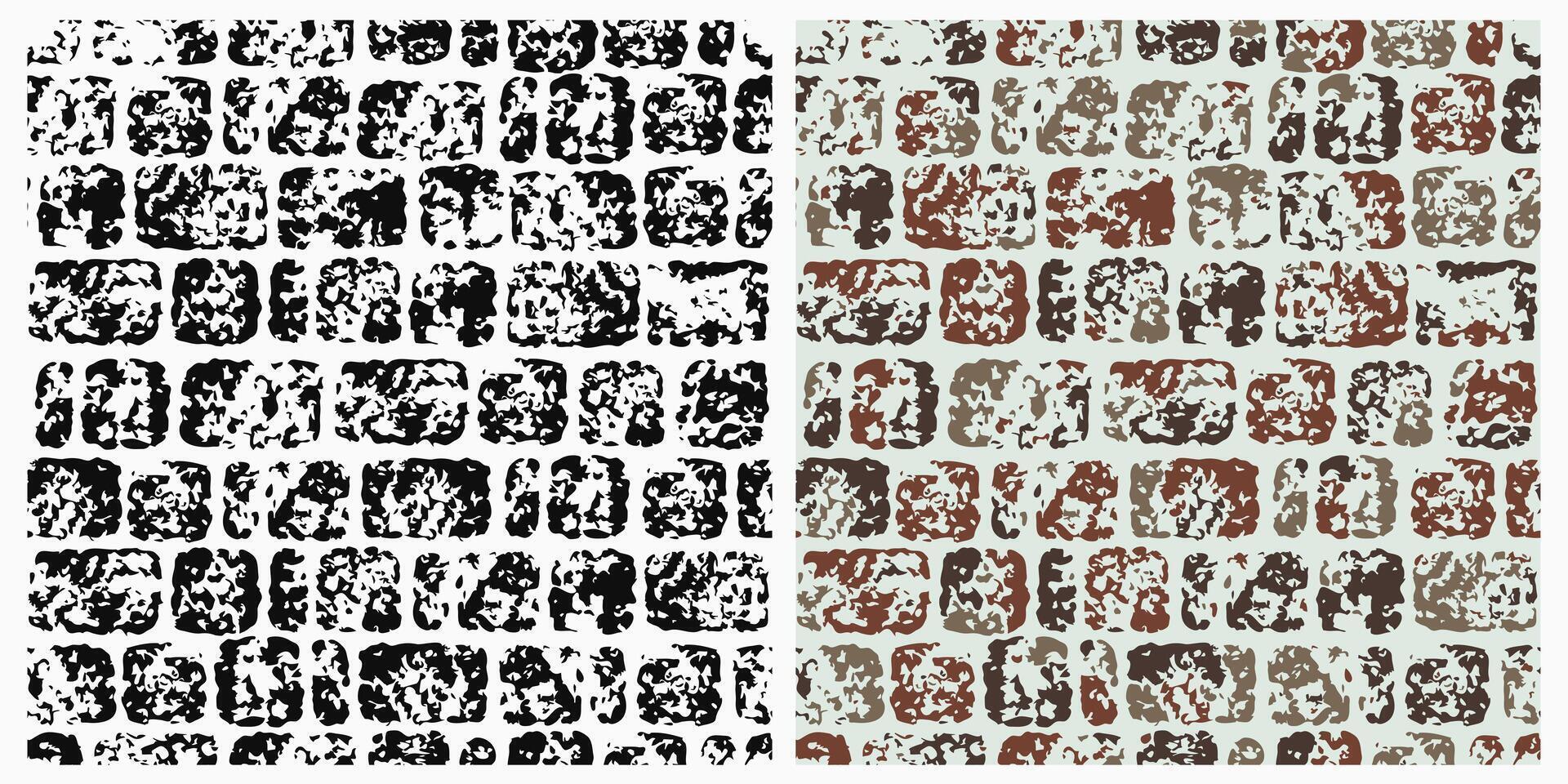 Seamless grunge brick stone wall pattern with cracked destroyed old stones. Geometric background for fabric, textile. Crashed, destroyed texture vector