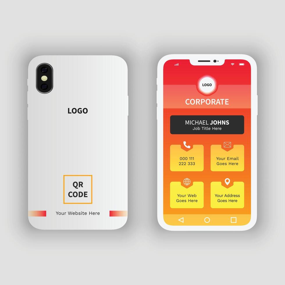 Mobile Double-Sided Business Card Design Die Cut Template vector