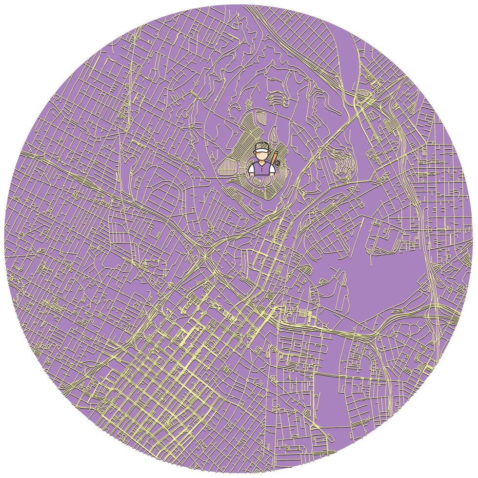 Los Angeles accurate street art map,city center in circle shape, image vector