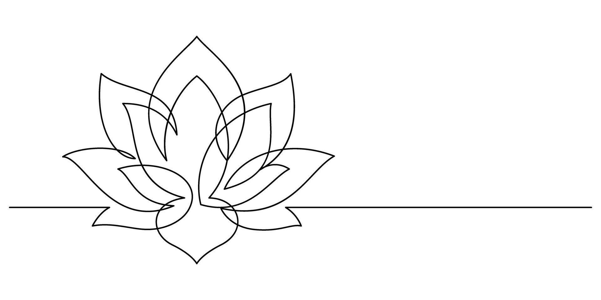 lotus blooming minimalist art one line continuous vector