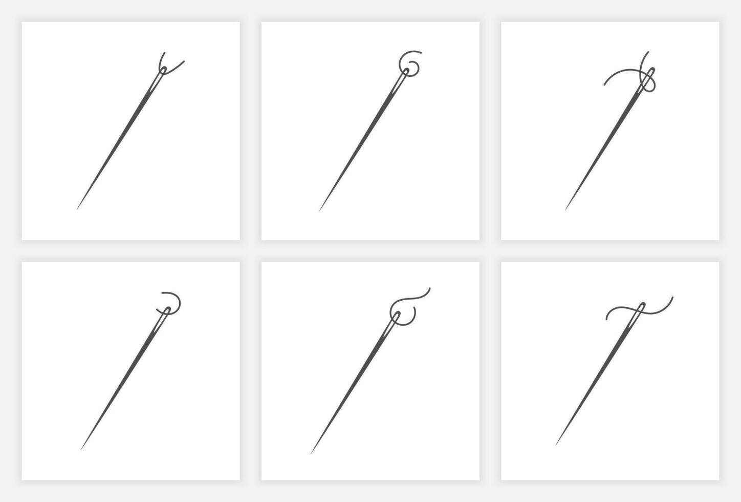 Needle and thread silhouette icon set vector