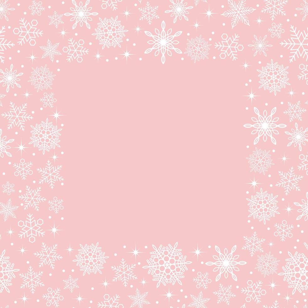 Happy Holidays Pink Square Frame Illustration With Abstract Snowflakes Pattern And Text Space. vector
