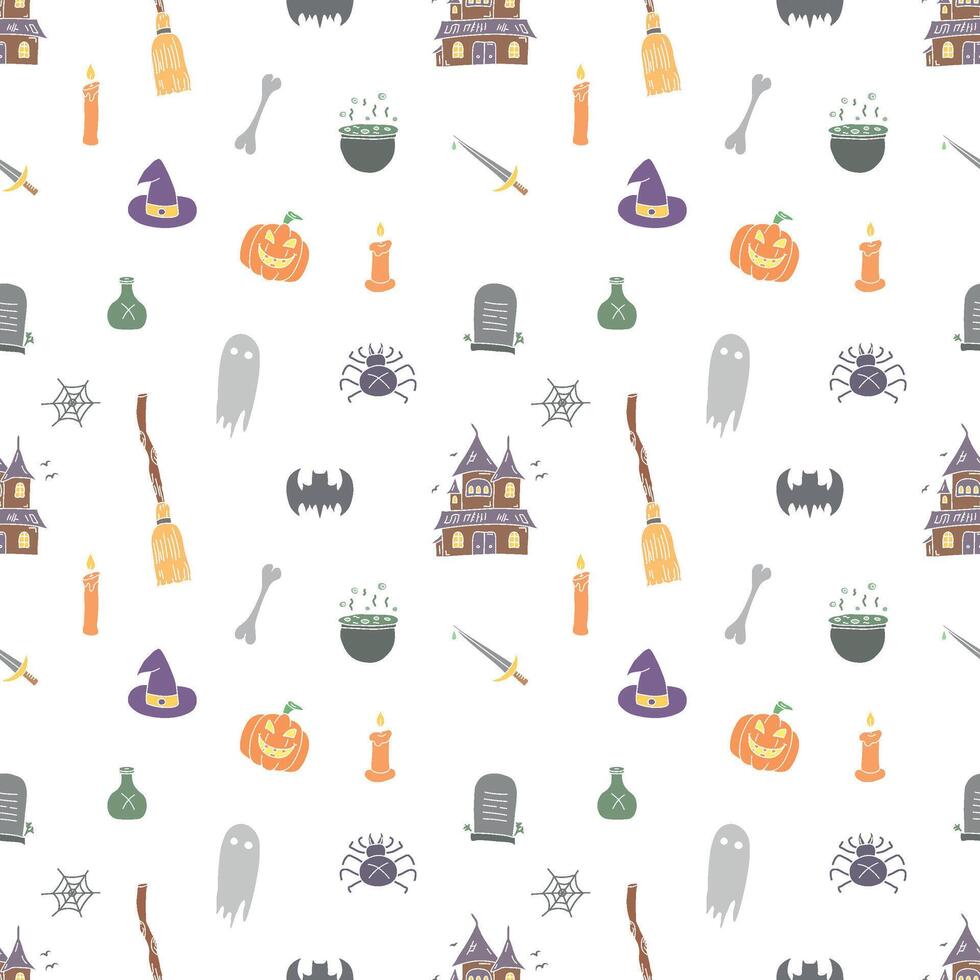 Colored seamless Halloween pattern vector