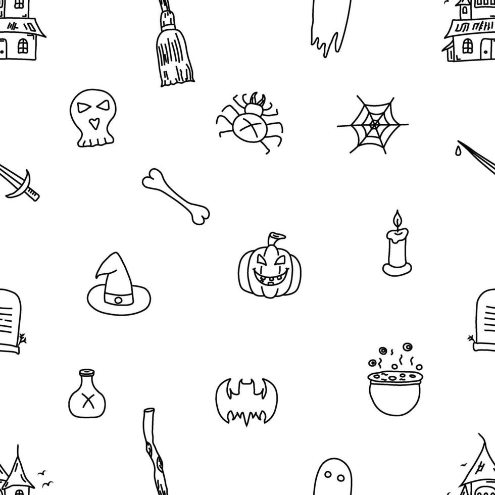 Black and white seamless halloween pattern vector
