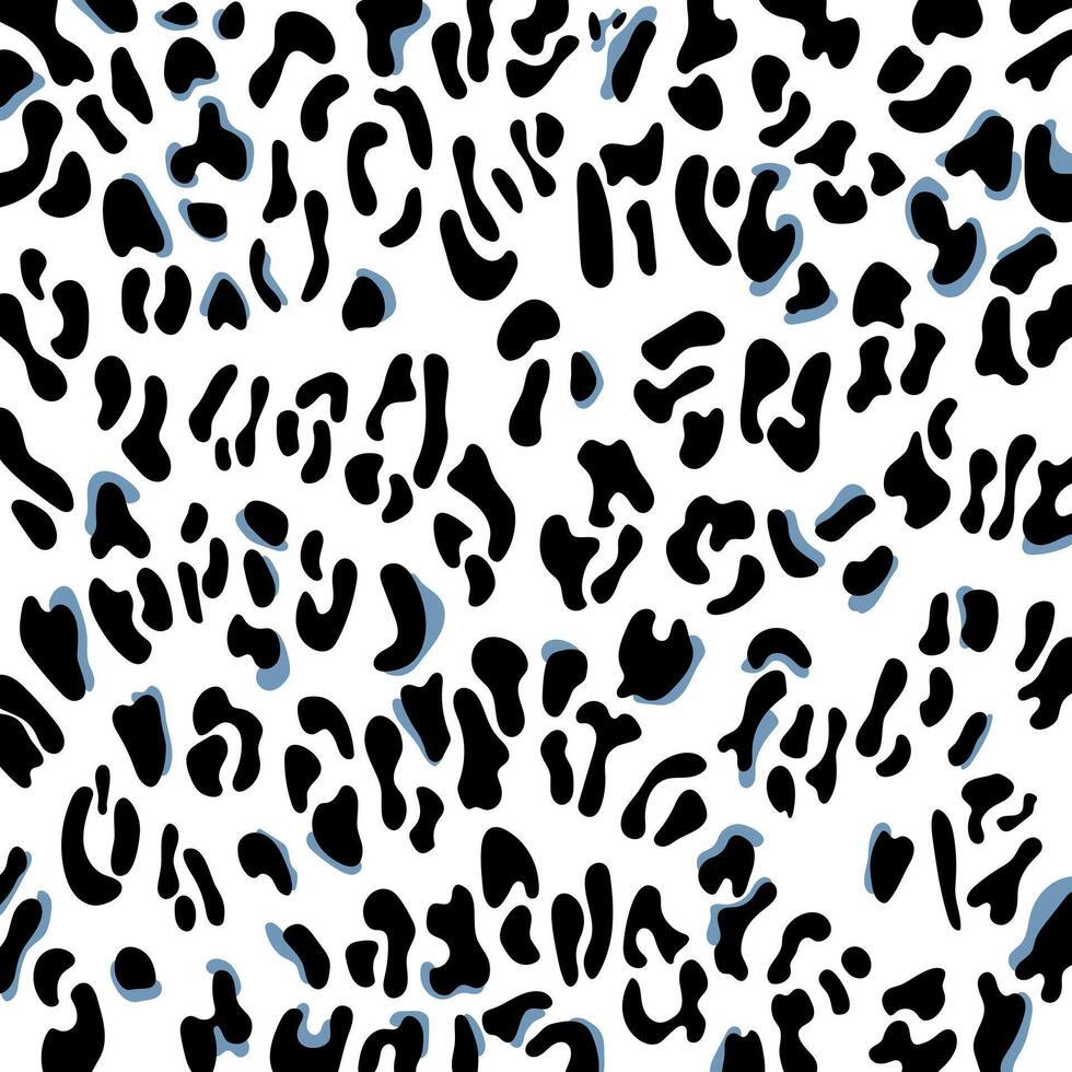 Black and Blue Leopard, Cheetah, Jaguar layered print pattern. vector