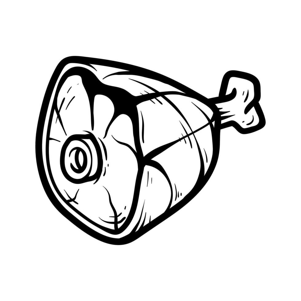 meat beef steak bbq drawing coloring line art style sketch classic vintage design illustration vector