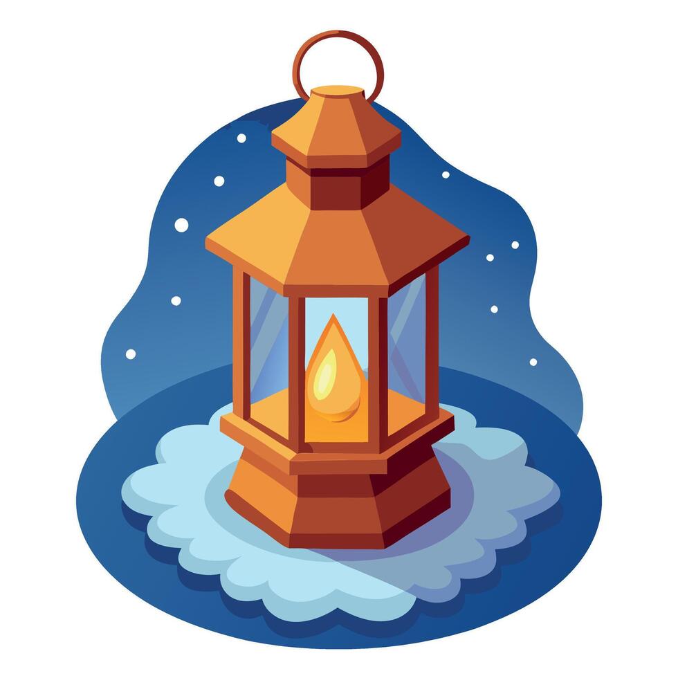 Christmas lantern in snow holiday background 3d illustration vector