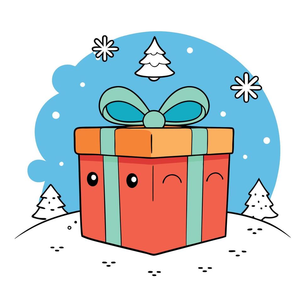 Gift box. Merry christmas and happy new year concept. Winter backdrop. vector