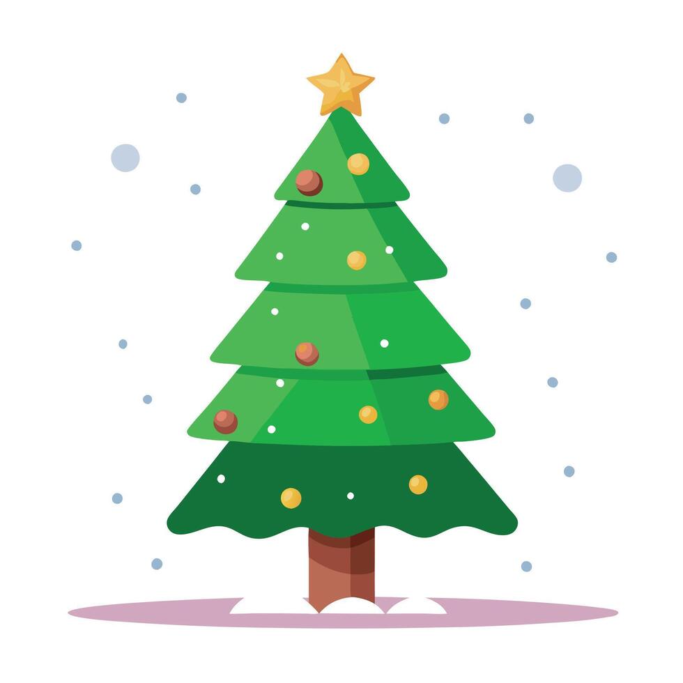 Merry christmas and new year background. Classic green tree decorated. vector