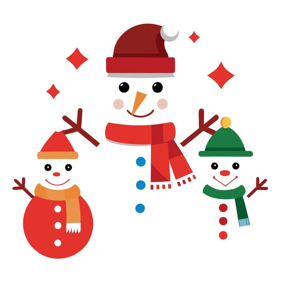 Set of snowman . Christmas and New Year decoration .isolated transparent background. . vector