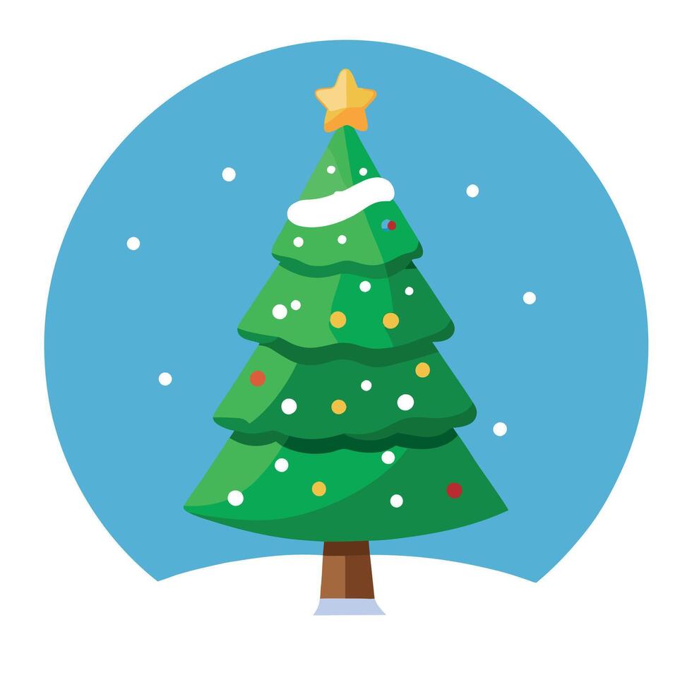 Christmas tree with illumination and snow blurred background vector