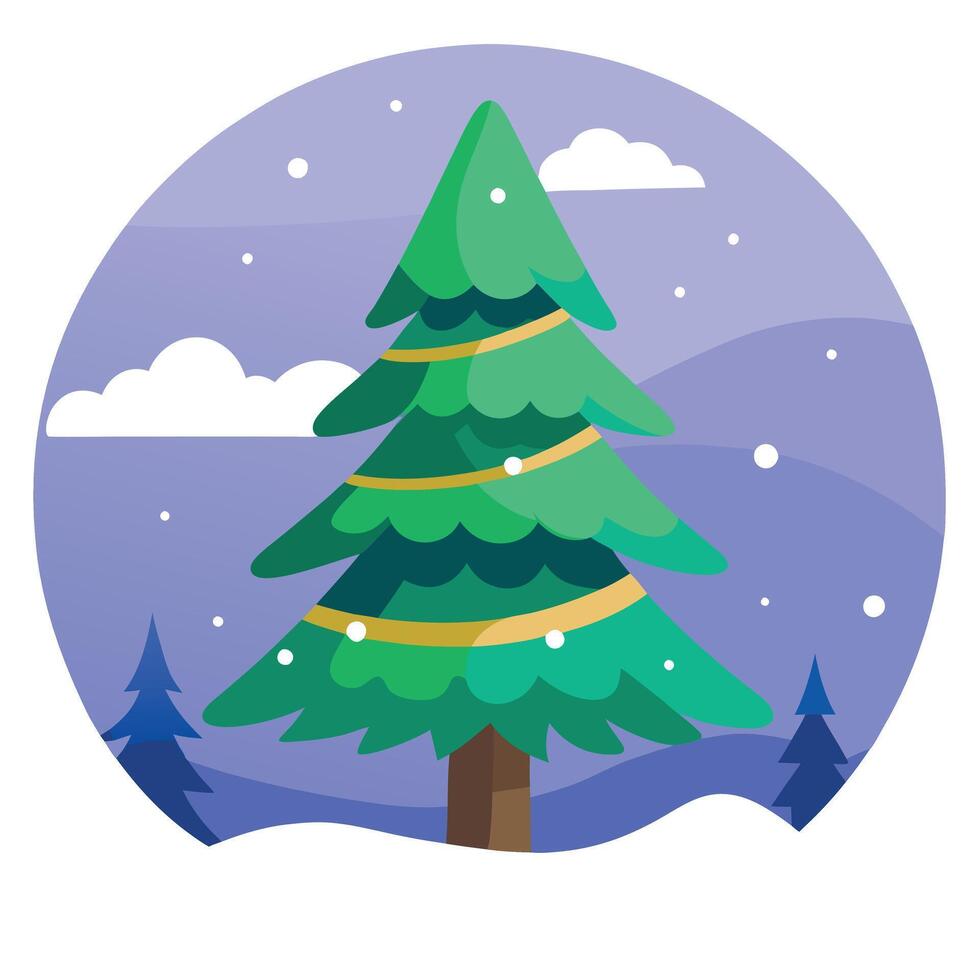 Image generated with AI. Christmas fir tree in snowy winter landscape vector