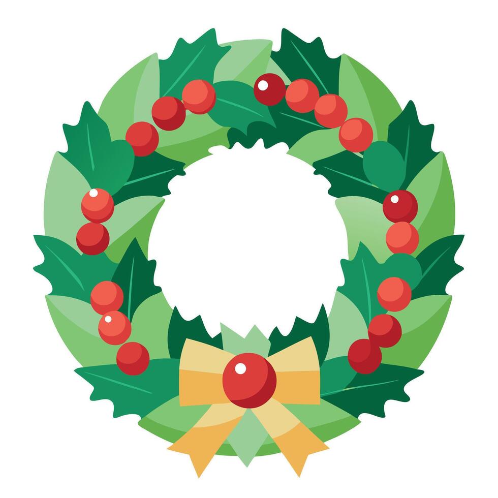 Beatiful traditional christmas wreath. Handmade Xmas decoration vector
