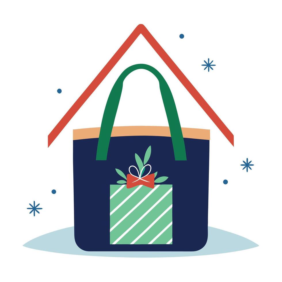 Tote With Christmas Handwritten on the Side in an Attic vector