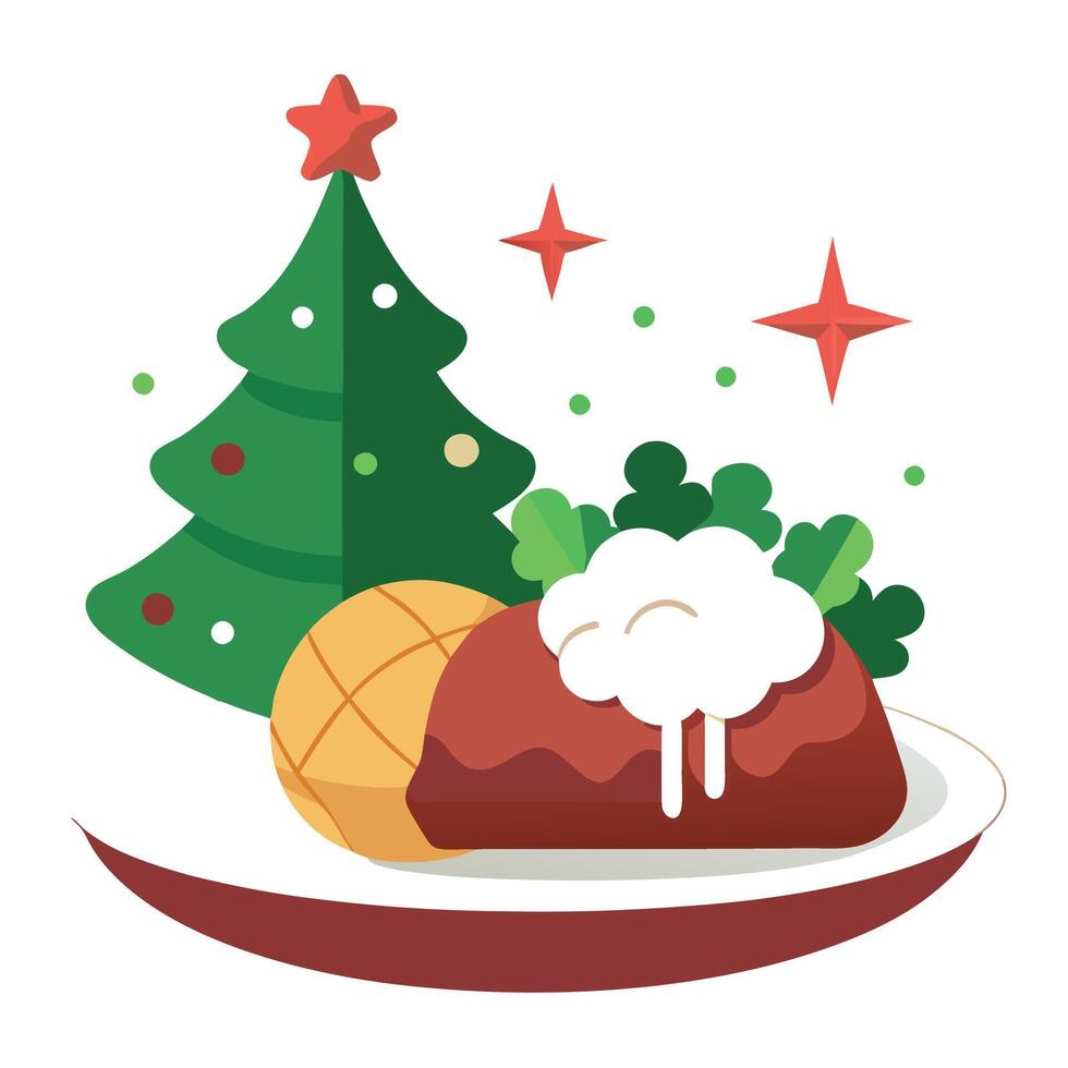 Beef Tenderloin with Roasted Cauliflower Salad christmas vector