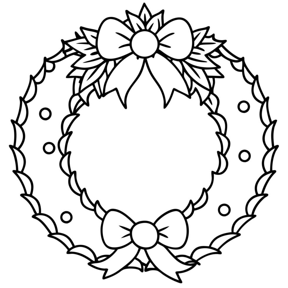 Christmas wreath on white background. Flat lay. top view. vector