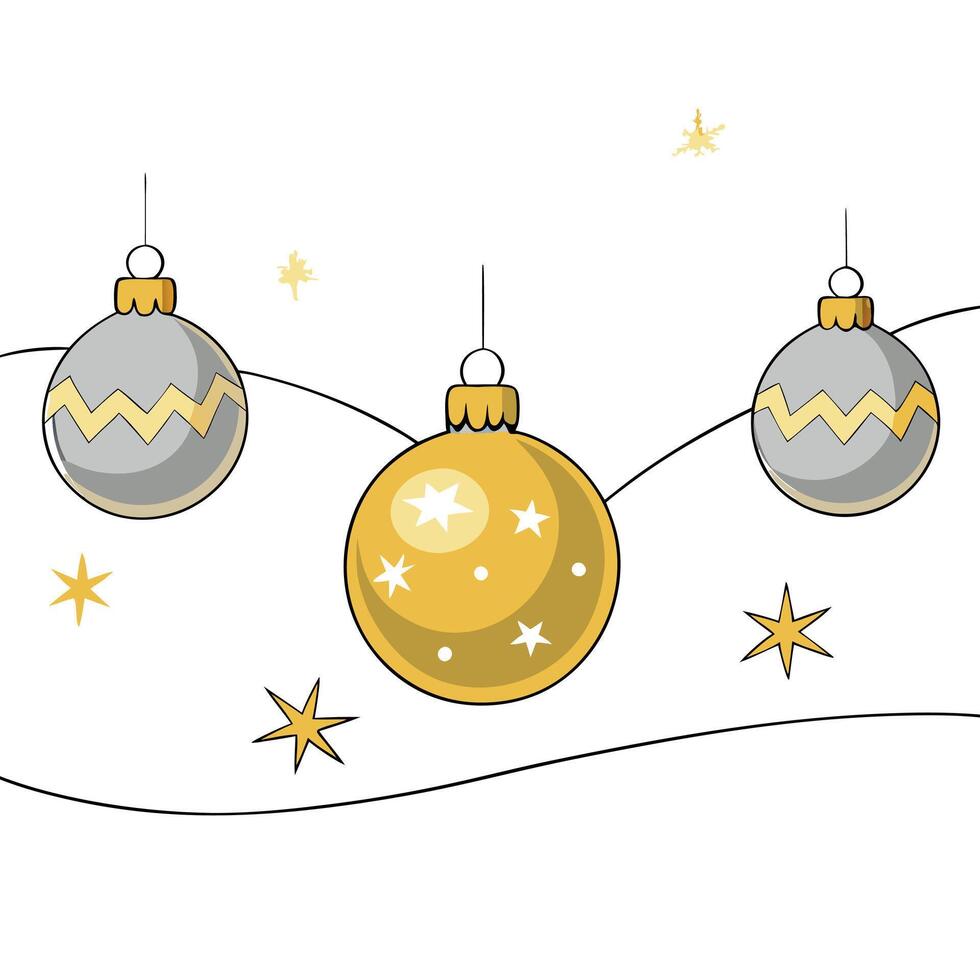 Christmas background with gold and silver christmas ornaments in the snow vector