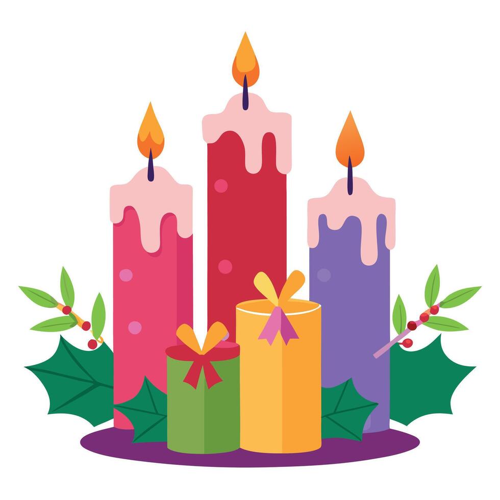 Festive Illumination. Traditional Christmas Advent Candles vector