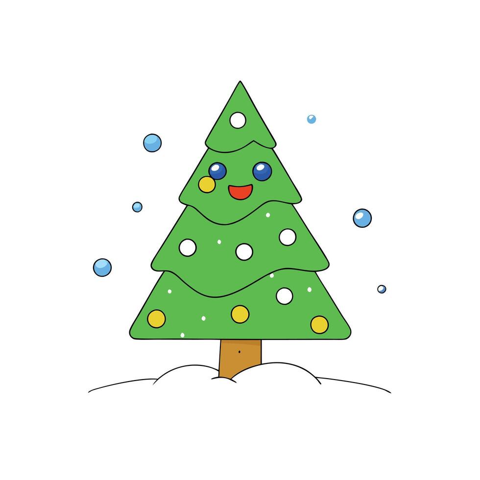 Christmas tree in the snow AI assisted finalized in Photoshop by me vector