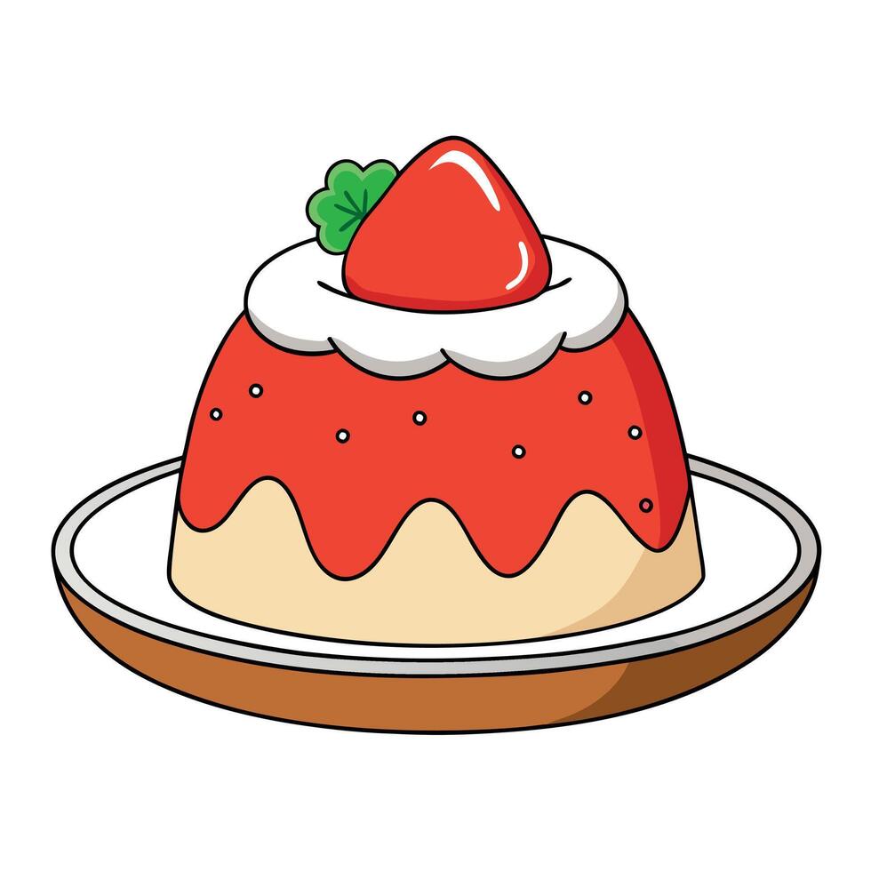 Festive strawberry dessert topped with Christmas Santa hat vector
