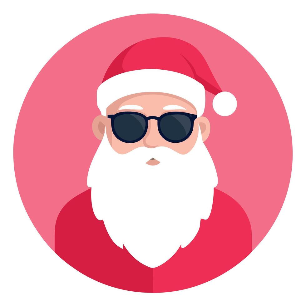Portrait of Santa Claus in sunglasses on a pink background with copy space vector