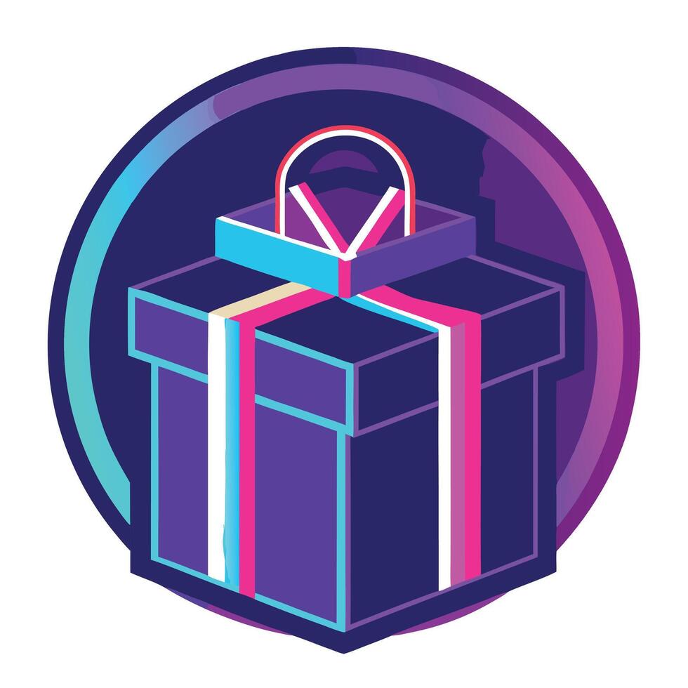3d render Christmas neon background with gift box image vector