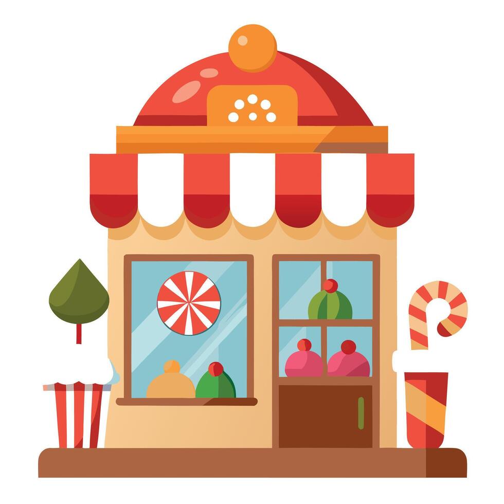 A candy shop filled with lots of different types of candies. winter time. christmas time vector