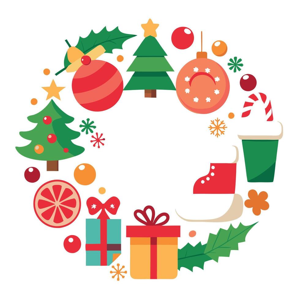 Festive christmas assortment with copy space. white background. vector