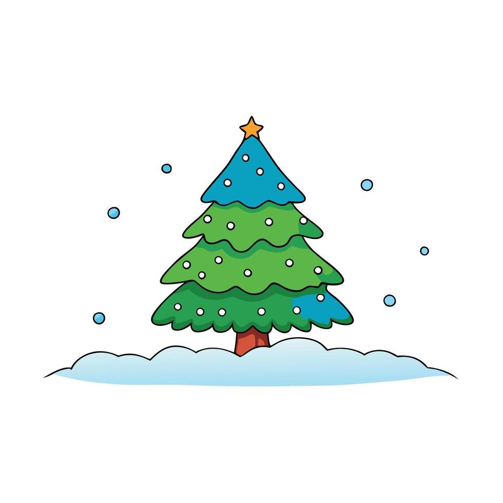 Winter christmas background with snow tree and lots of copy space vector
