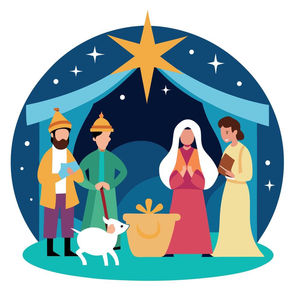 Christmas Nativity with room for copy created with technology vector