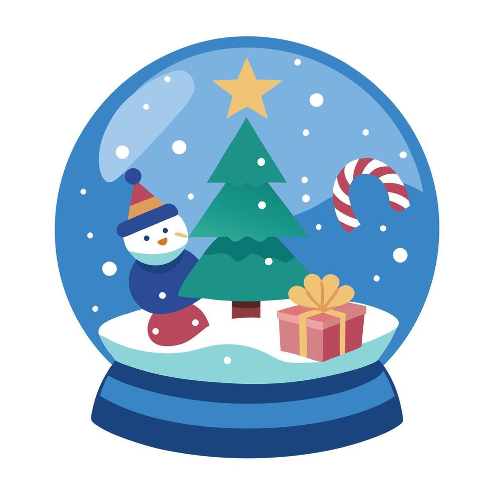 Magical snow globe with Christmas decorations created with technology vector