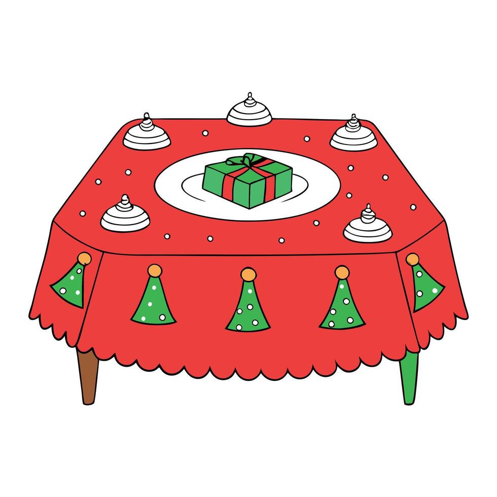 Christmas tablecloth with presents on it vector