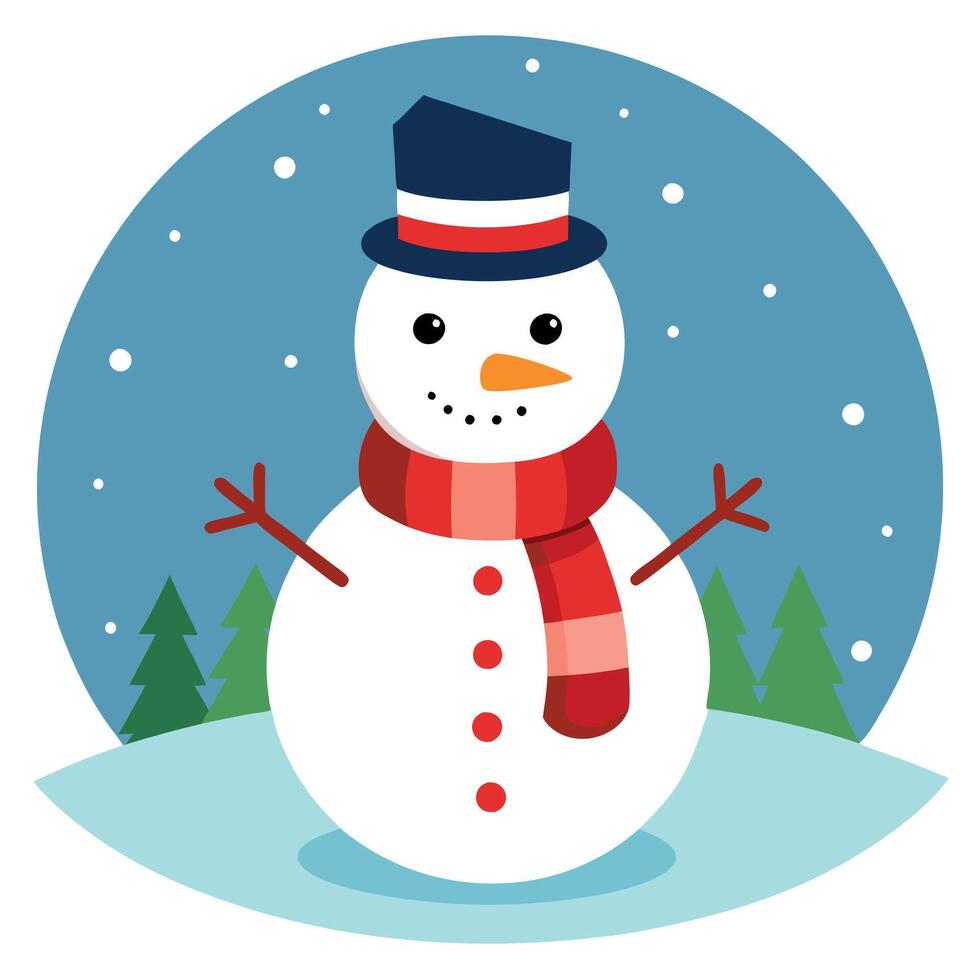An illustration of a snowman for a Christmas banner. background. or card vector