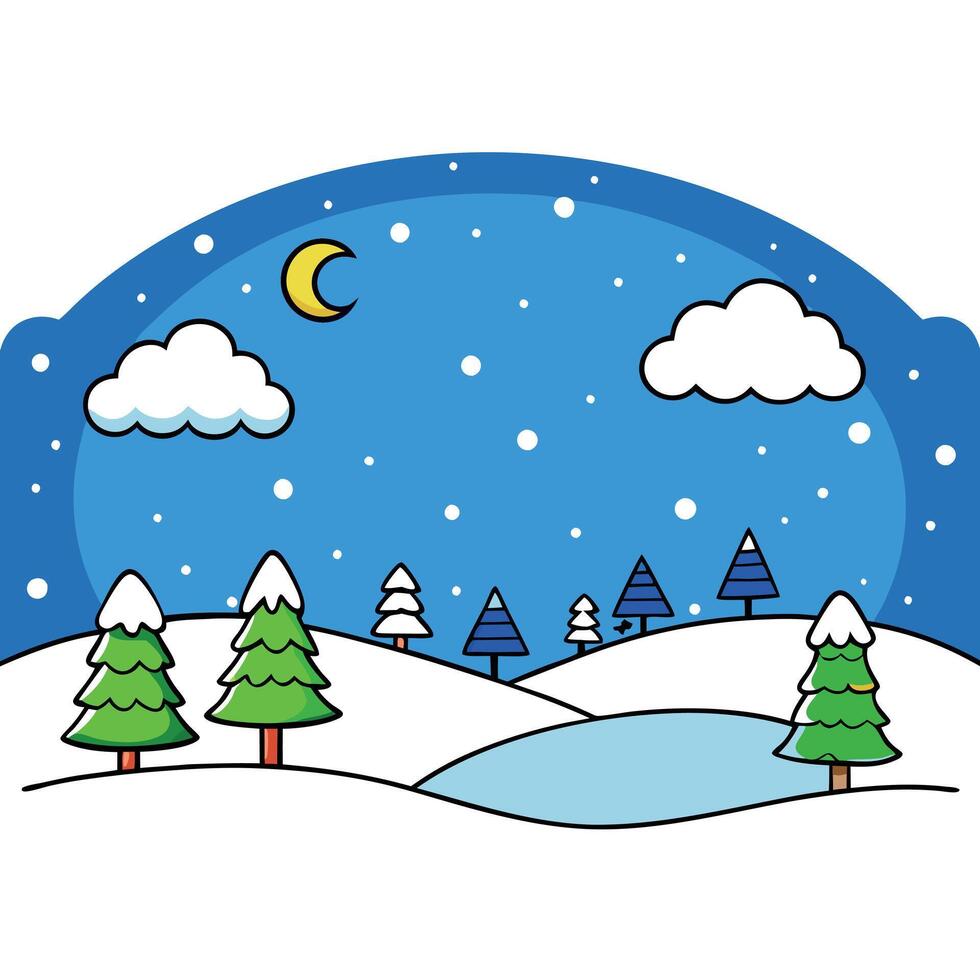Winter christmas background with blue sky and snow. Merry Christmas and new year greeting card. vector