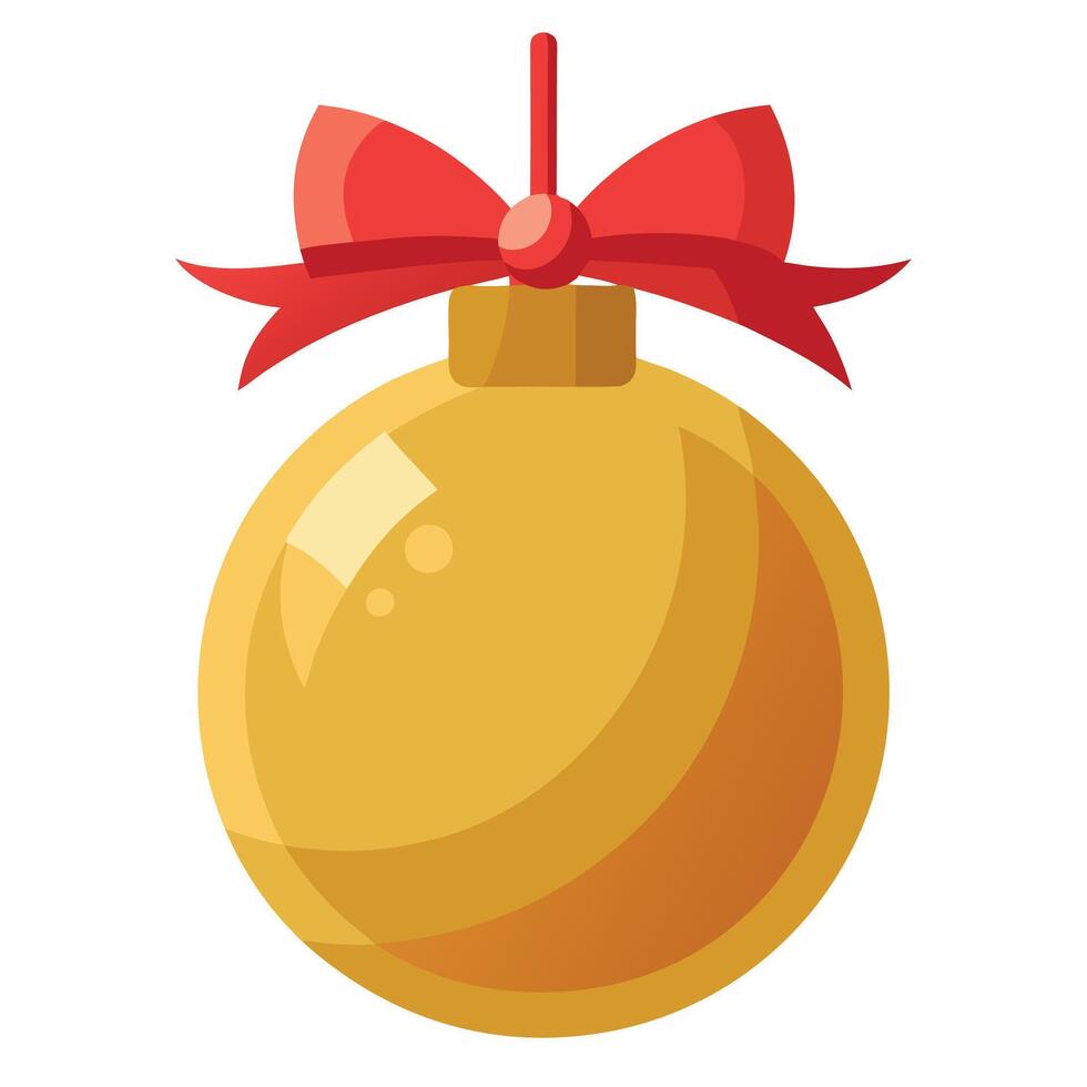 Gold Christmas ball with ribbon and a bow. isolated on background. vector