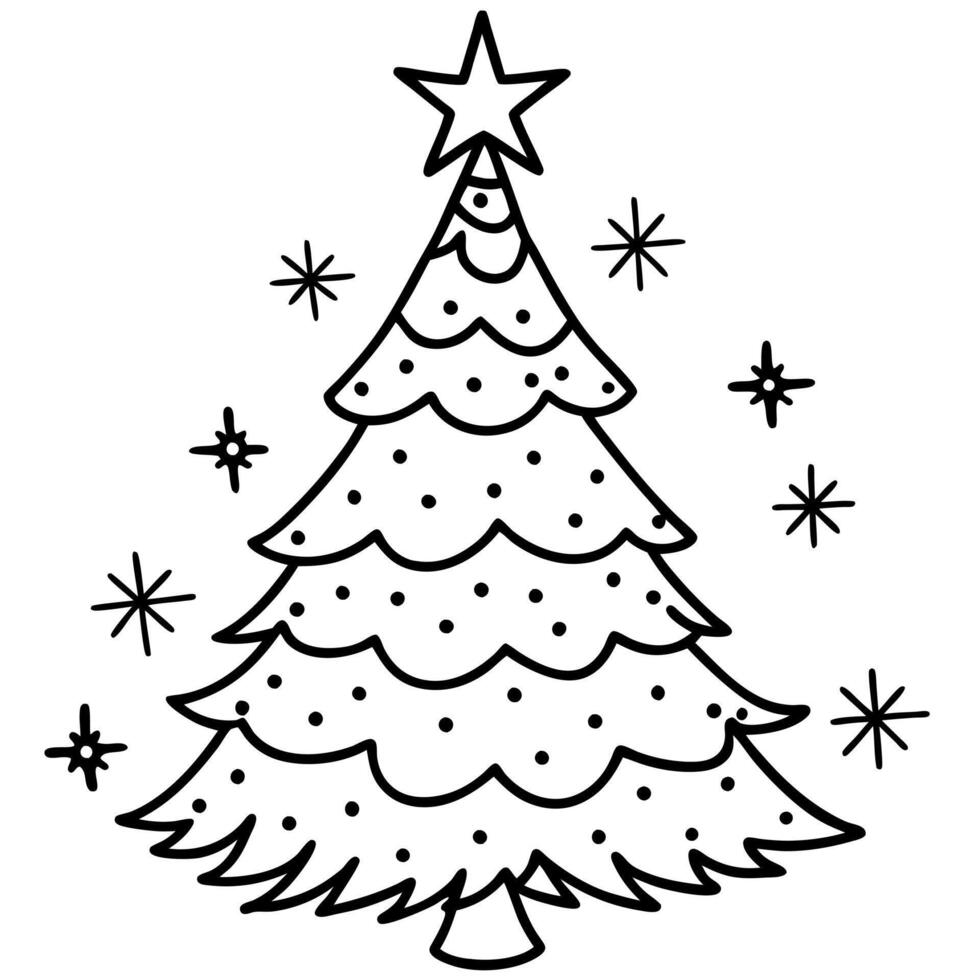 Christmas tree in fairytale magical style with glitter lights vector