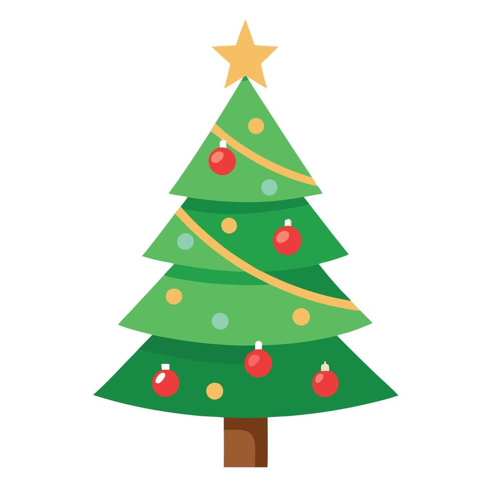 Decorated christmas tree isolated on white background vector
