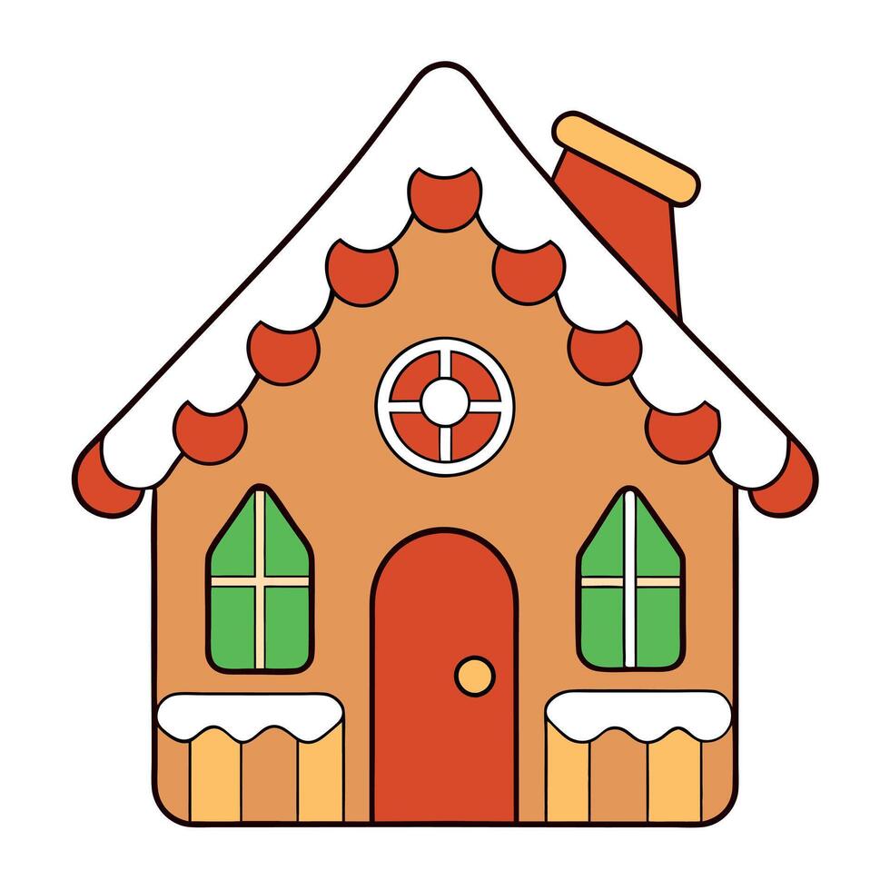 Gingerbread house isolated on a white background. christmas dessert. holiday greeting tradition vector