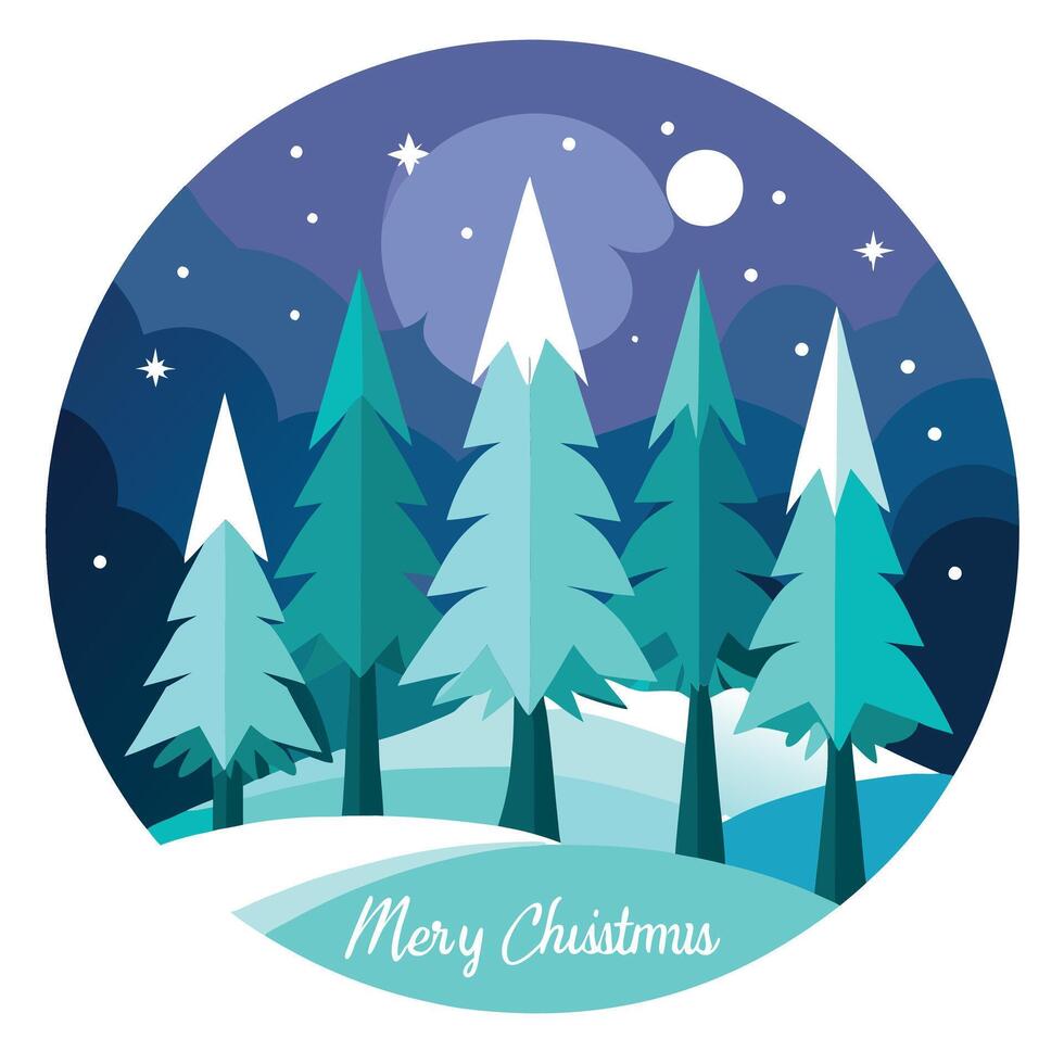 Christmas card with trees and snow vector