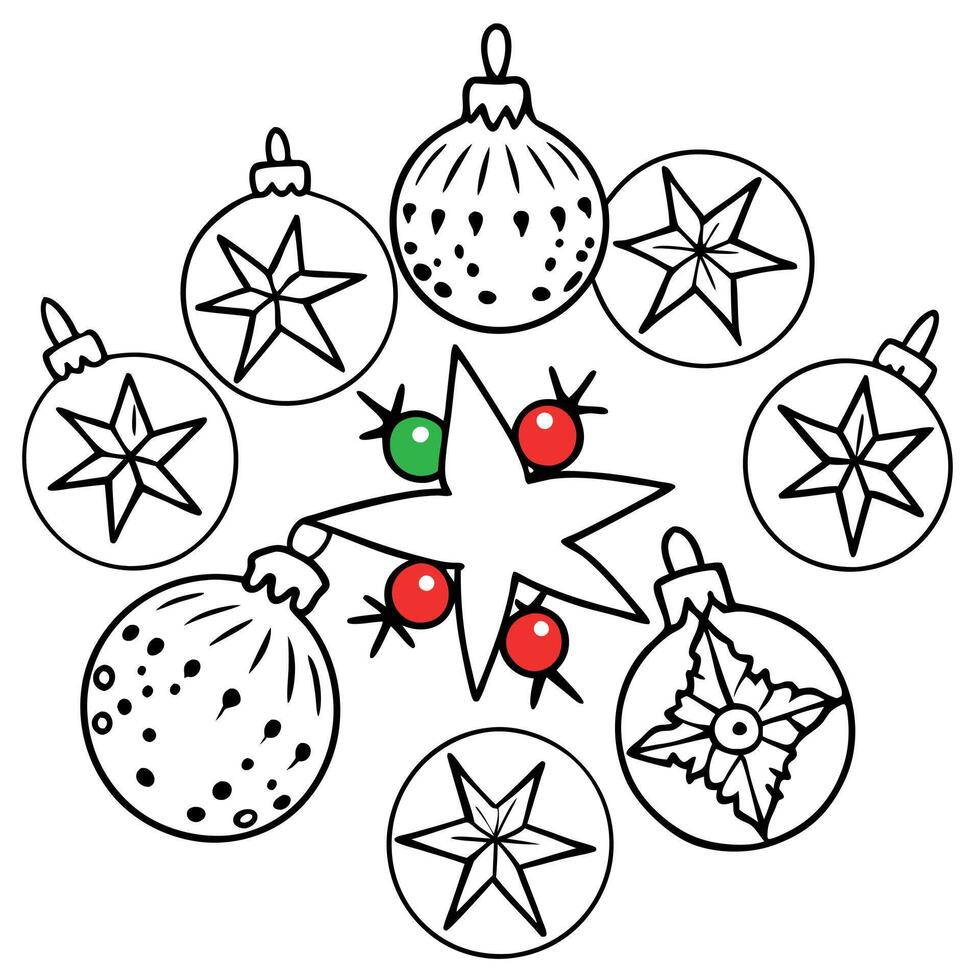 Top view of Christmas white background with Christmas balls decoration and ornament vector