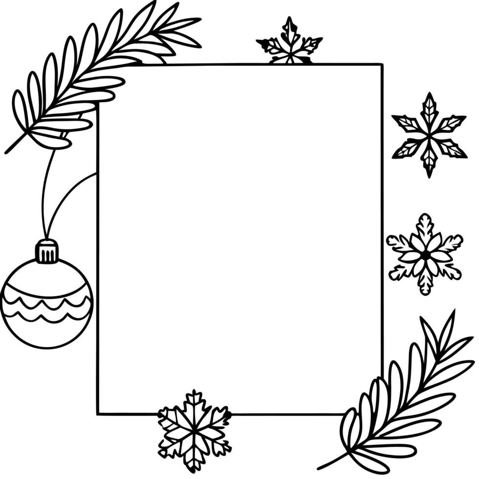 White blank paper greeting card with eco Christmas decorations. New year holidays festive mock up vector