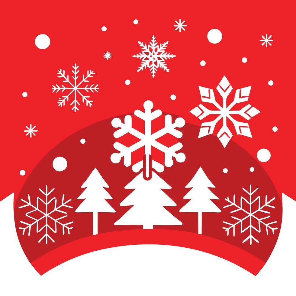 Photo of a festive red Christmas background with snowflakes vector
