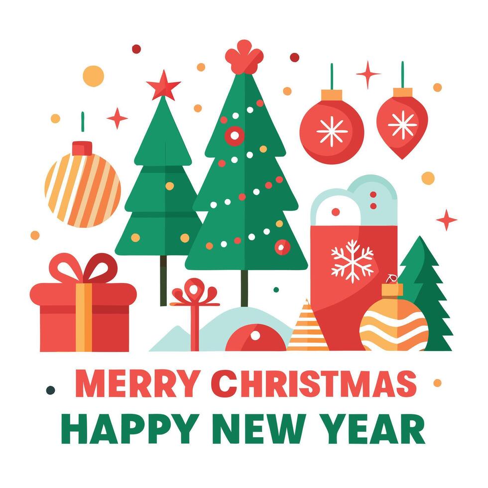 Merry Christmas and Happy New Year. Bright festive Christmas background. New Year's celebration vector