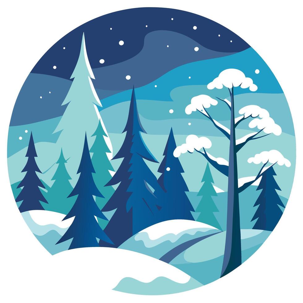 Enchanting Winter Forest Scene with Beautiful Snow Covered Trees. Midwinter Wallpaper. vector