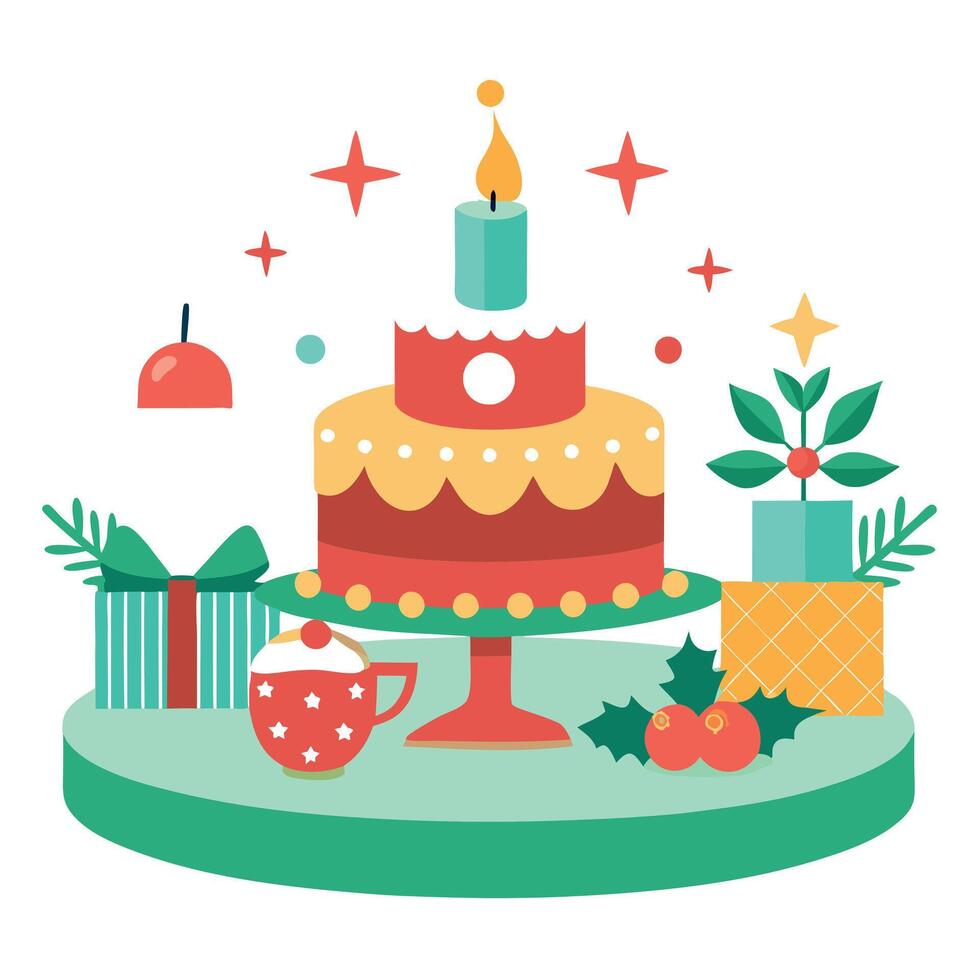 Decoration table celebration new space light festive year christmas copy holiday. vector