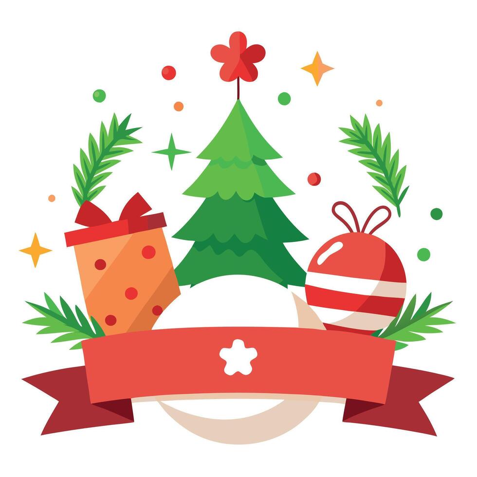 Merry christmas banner background with realistic elements. christmas illustration vector