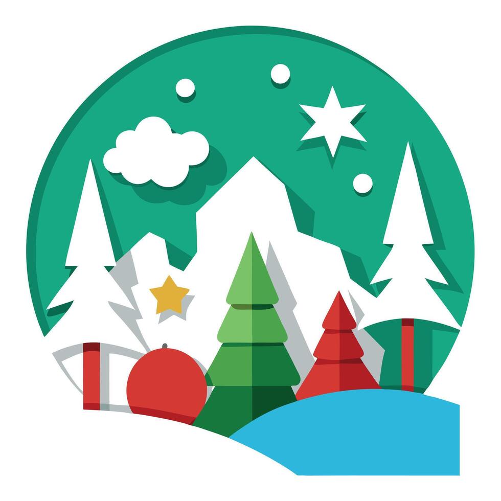 Christmas. paper style sculpture background with copy space. vector