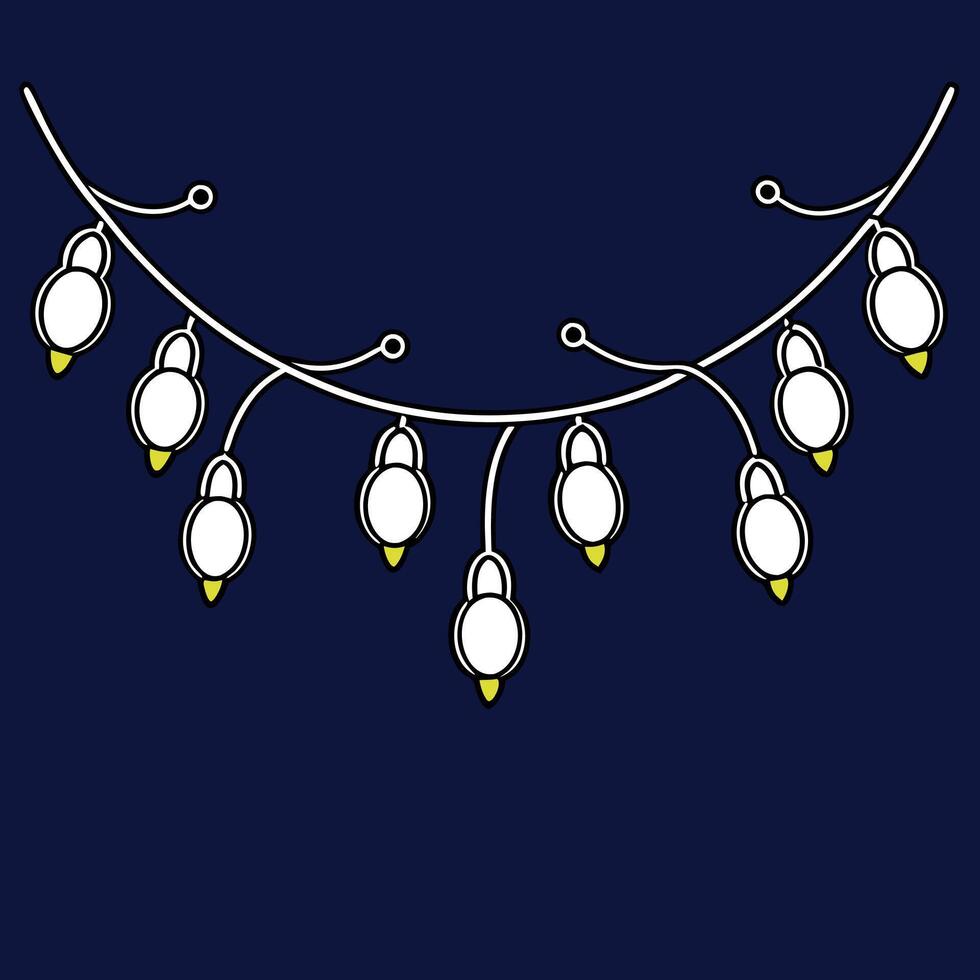 Christmas Garland Bokeh Lights on Dark Blue Background vector